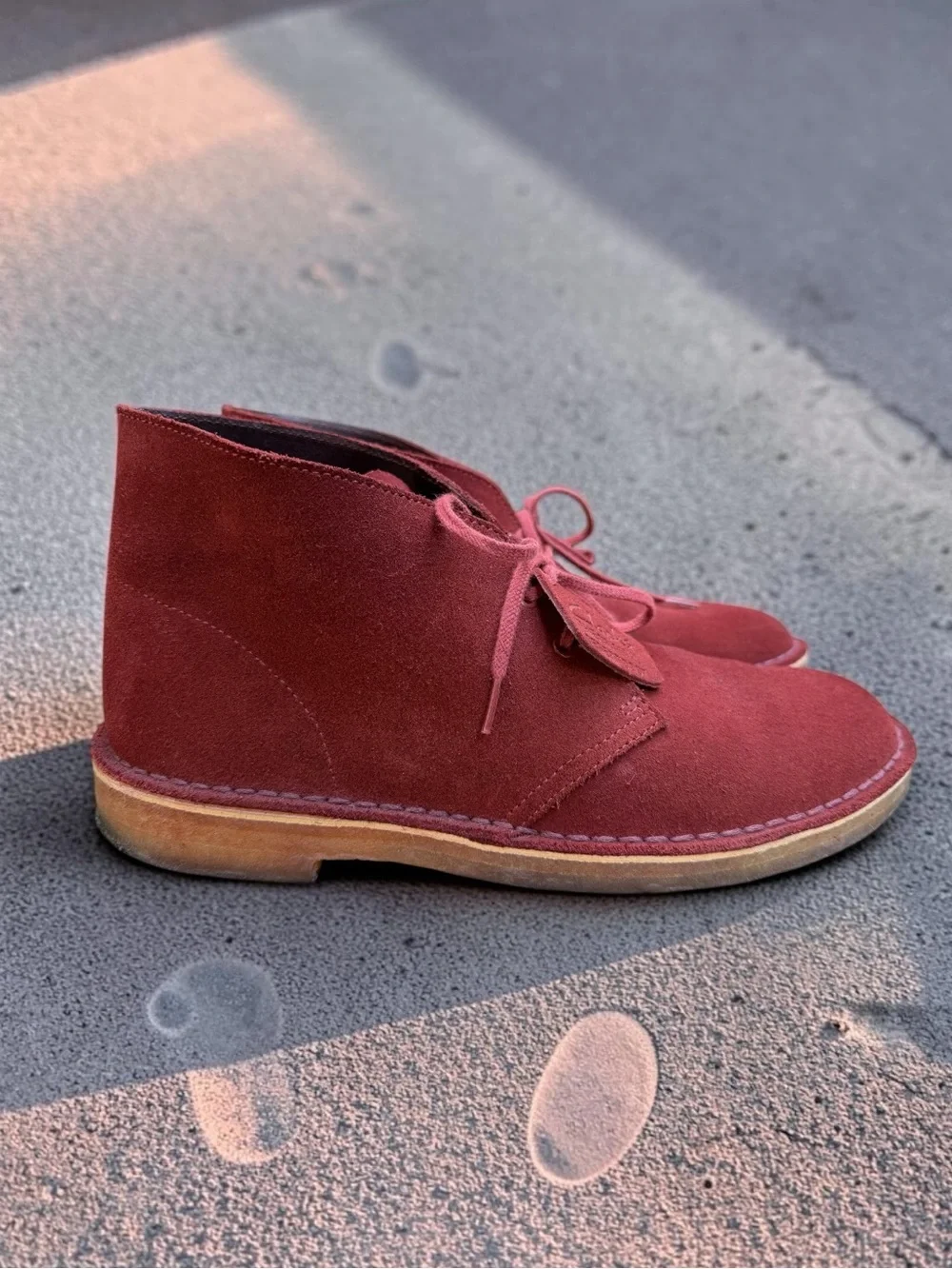 Clarks Originals Desert Boot Burgundy Oxblood Suede Men’s US 9.5 UK 8.5 EU 42.5 - Picture 2 of 7